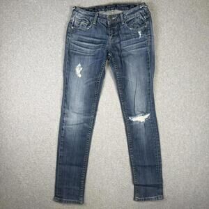 Vigoss Women’s The Thompson Tomboy Distressed Skinny Jeans W26 L27 Blue